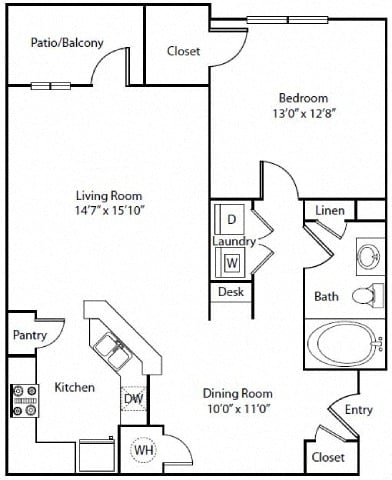 Floor plan layout diagram for 1E Renovation 2